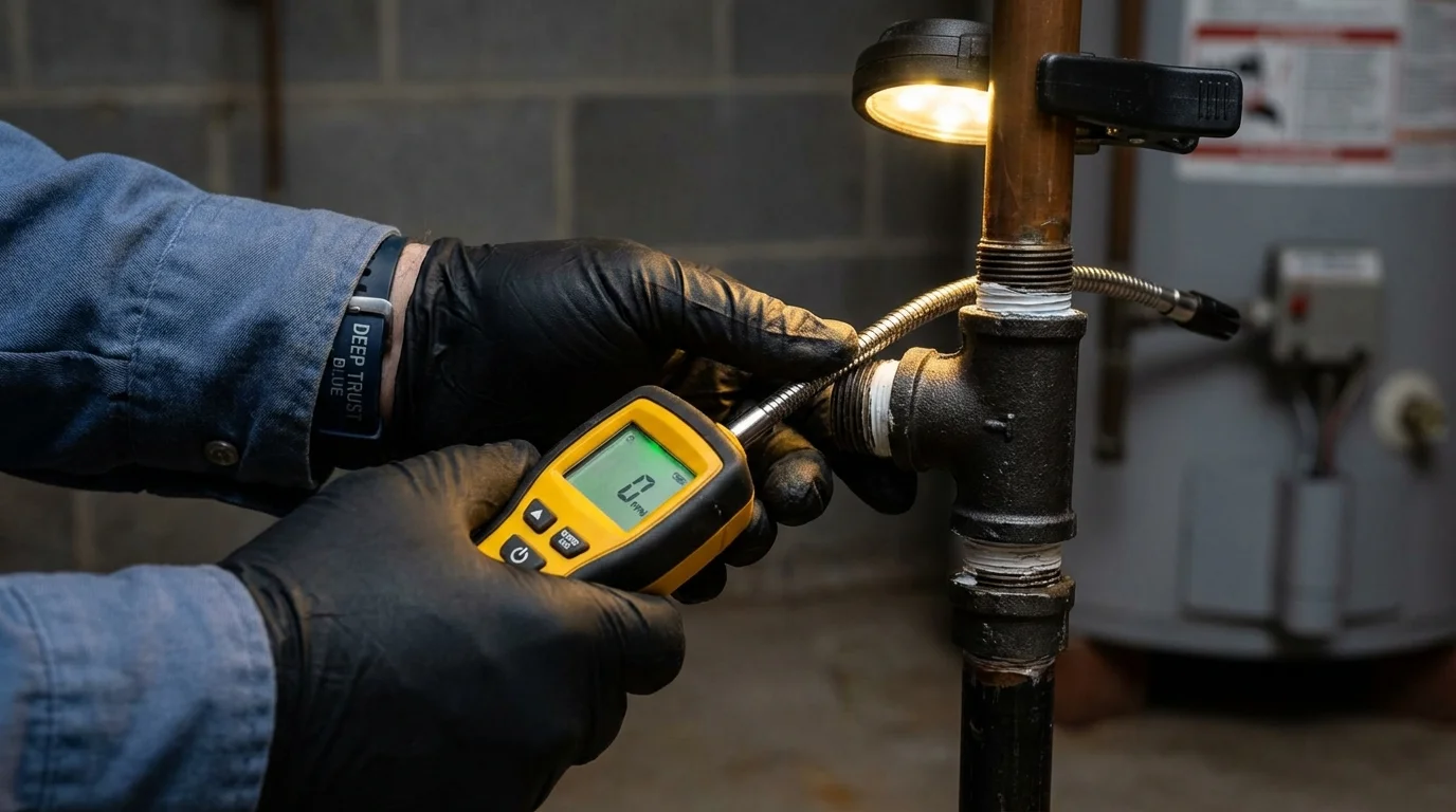 Gas leak detection with electronic sniffer by Johns Plumbing LLC in Argos