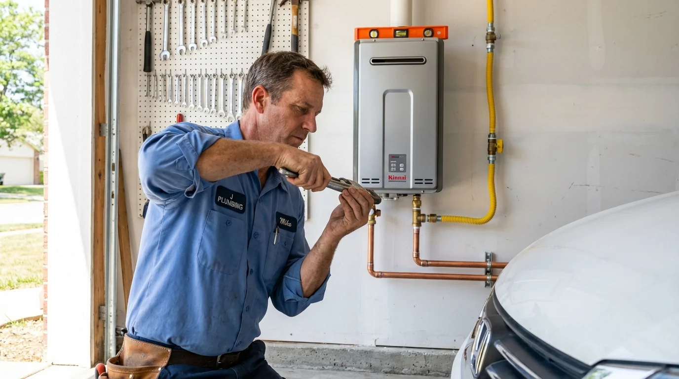Tankless water heater installation by a Johns Plumbing LLC plumber in Argos